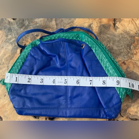 Vintage Genuine Eelskin Blue & Teal Green Accordion Clutch Bag - Picture 4 of 5